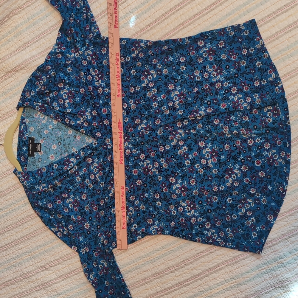 Liz Claiborne Blue/Aqua For Floral Blouse - Picture 8 of 10